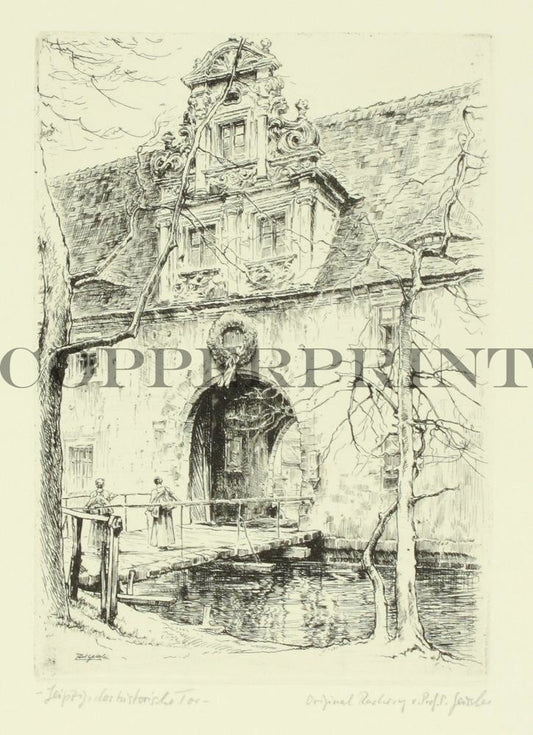 Ansicht von Leipziger mit Tor Kunstdruck Tiefdruck