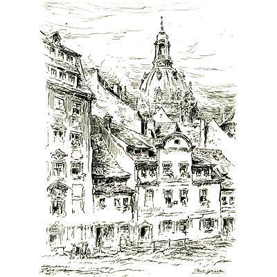 Stadtansicht Dresden Salzgasse Kunstdruck Tiefdruck