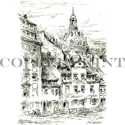 Stadtansicht Dresden Salzgasse Kunstdruck Tiefdruck