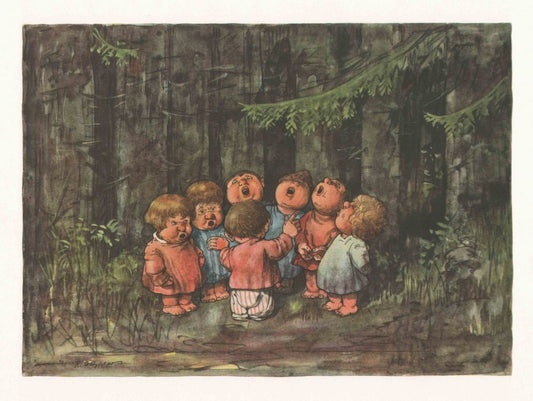 Kinderchor singt im Wald Kunstdruck Tiefdruck