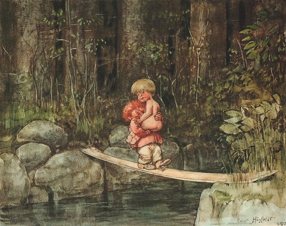 Kinder im Wald Kunstdruck Tiefdruck