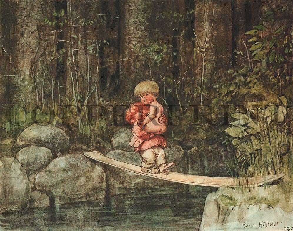 Kinder im Wald Kunstdruck Tiefdruck