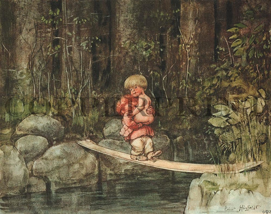 Kinder im Wald Kunstdruck Tiefdruck