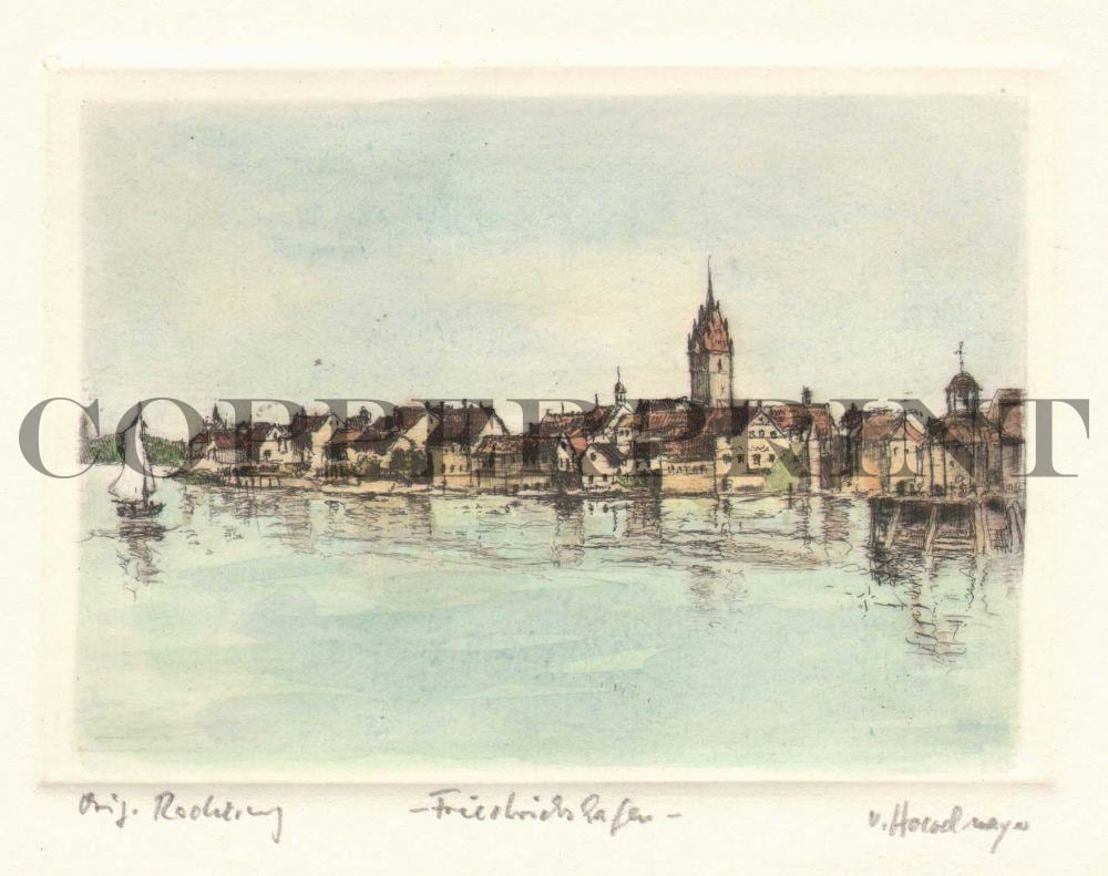 Stadtansicht von Friedrichshafen Kunstdruck Tiefdruck