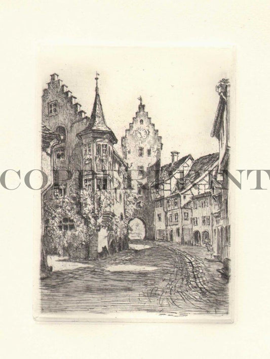 Stadtansicht von Meeresburger Altstadt Kunstdruck Tiefdruck