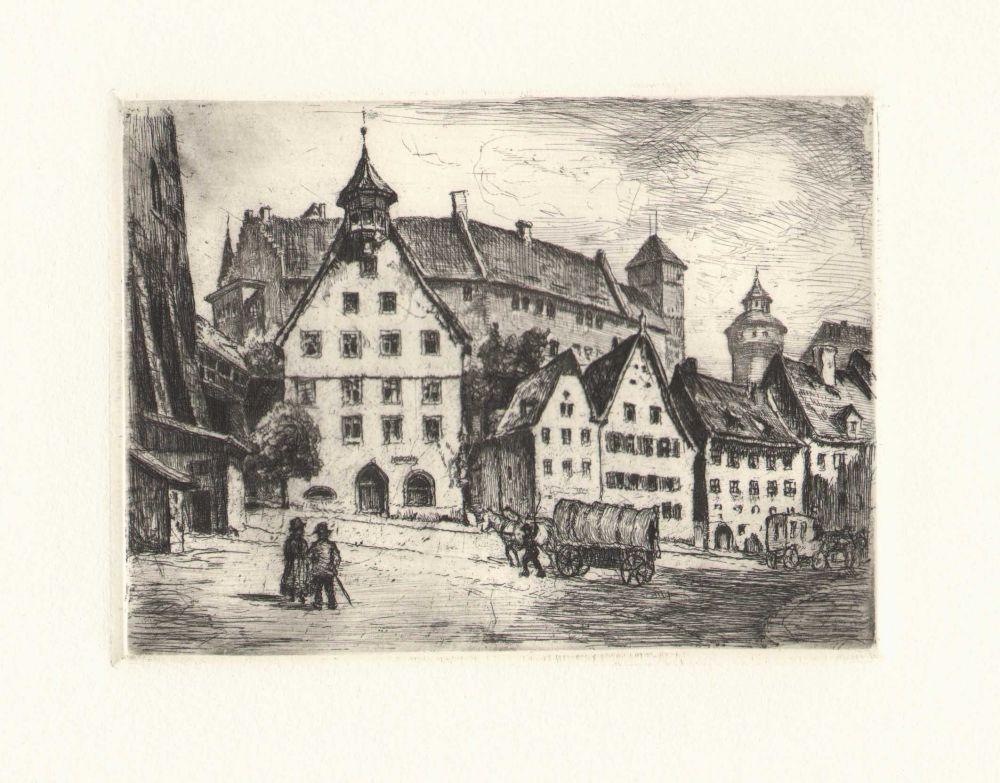 Stadtansicht von Nürnberg Kunstdruck Tiefdruck