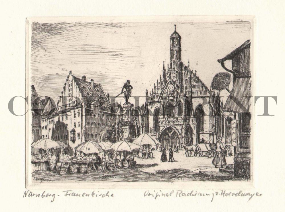 Stadtansicht von Nürnberg Kunstdruck Tiefdruck