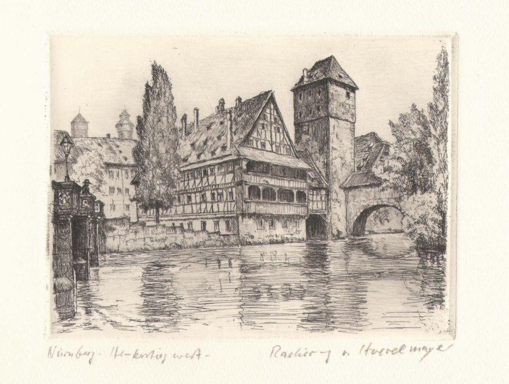 Stadtansicht von Nürnberg mit Weinstadtl Kunstdruck Tiefdruck