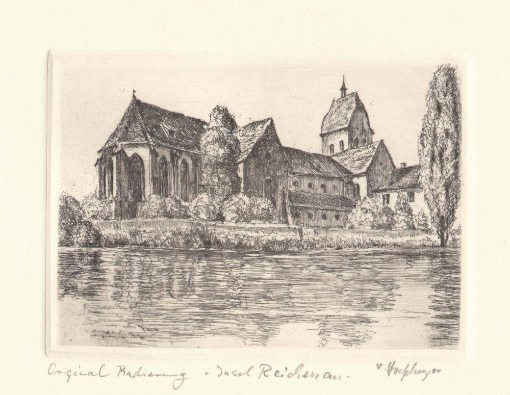 Ansicht von Kloster Reichenau Kunstdruck Tiefdruck