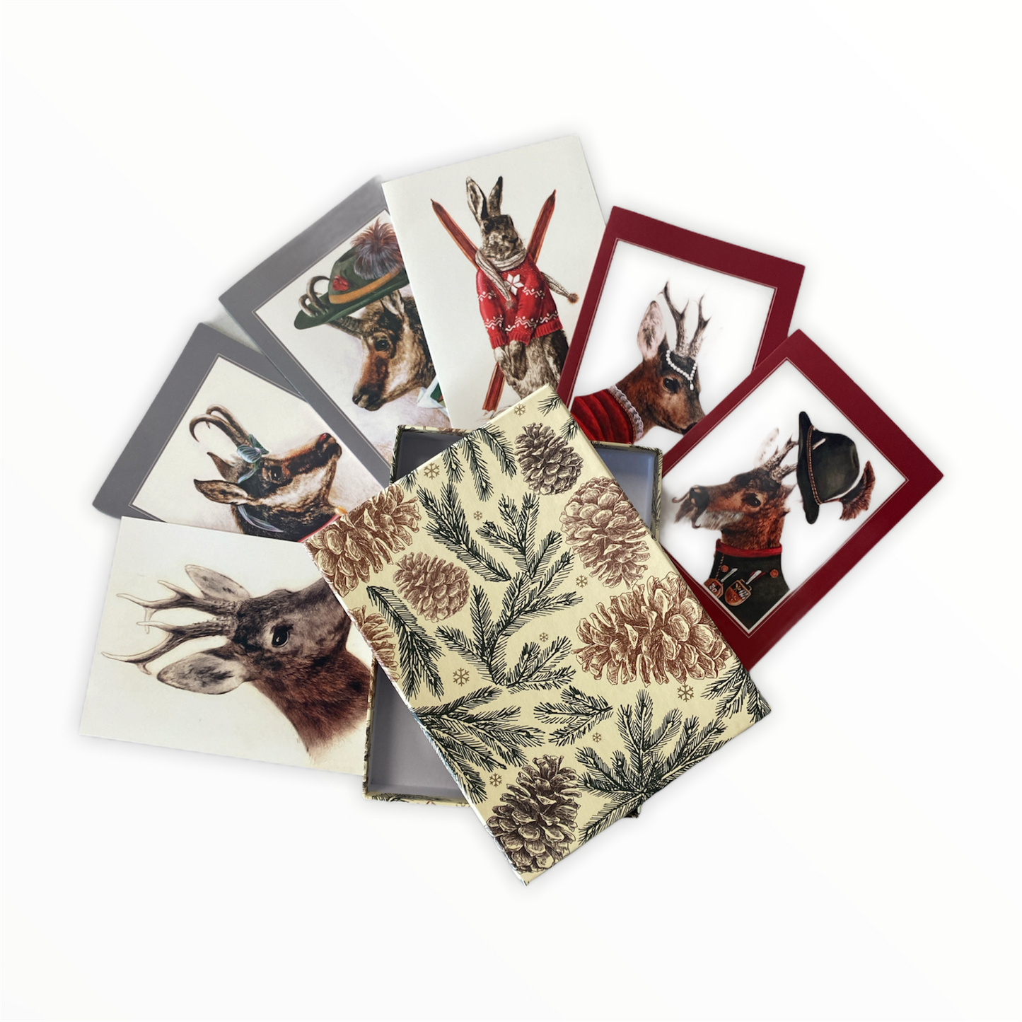 Jagd Kartenset - Handbezogene Papierschachtel