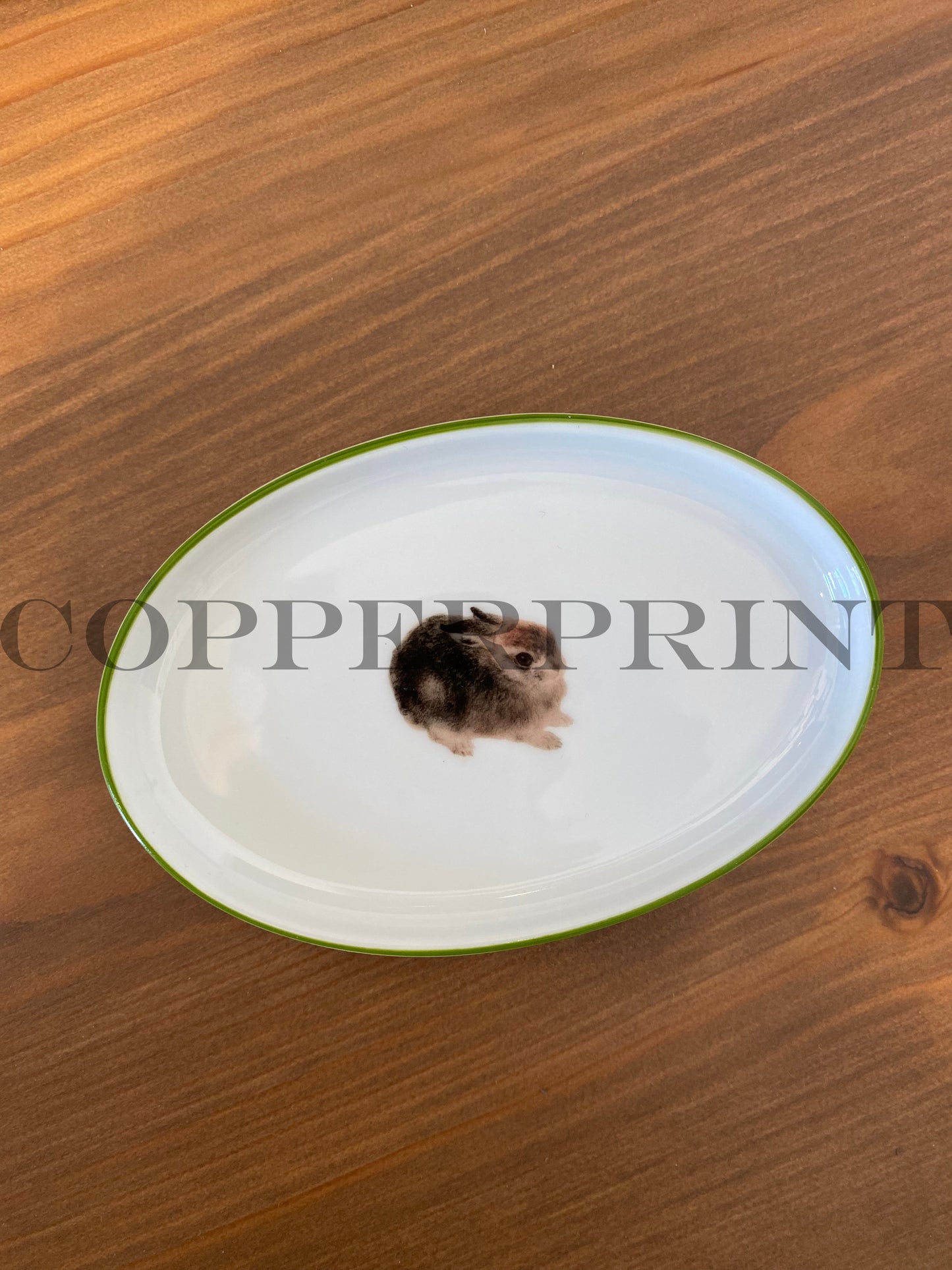 Porzellan Schälchen oval mit Häschen