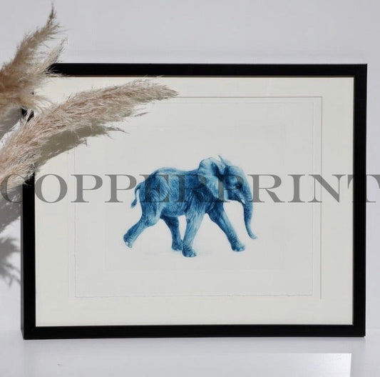 Der blaue Elefant gerahmt