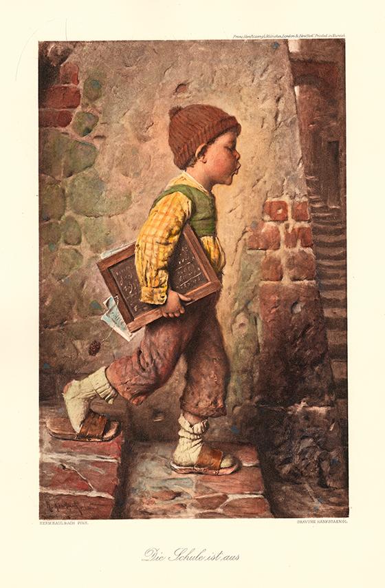 kleiner Junge mit Buch unterm Arm Kunstdruck Tiefdruck