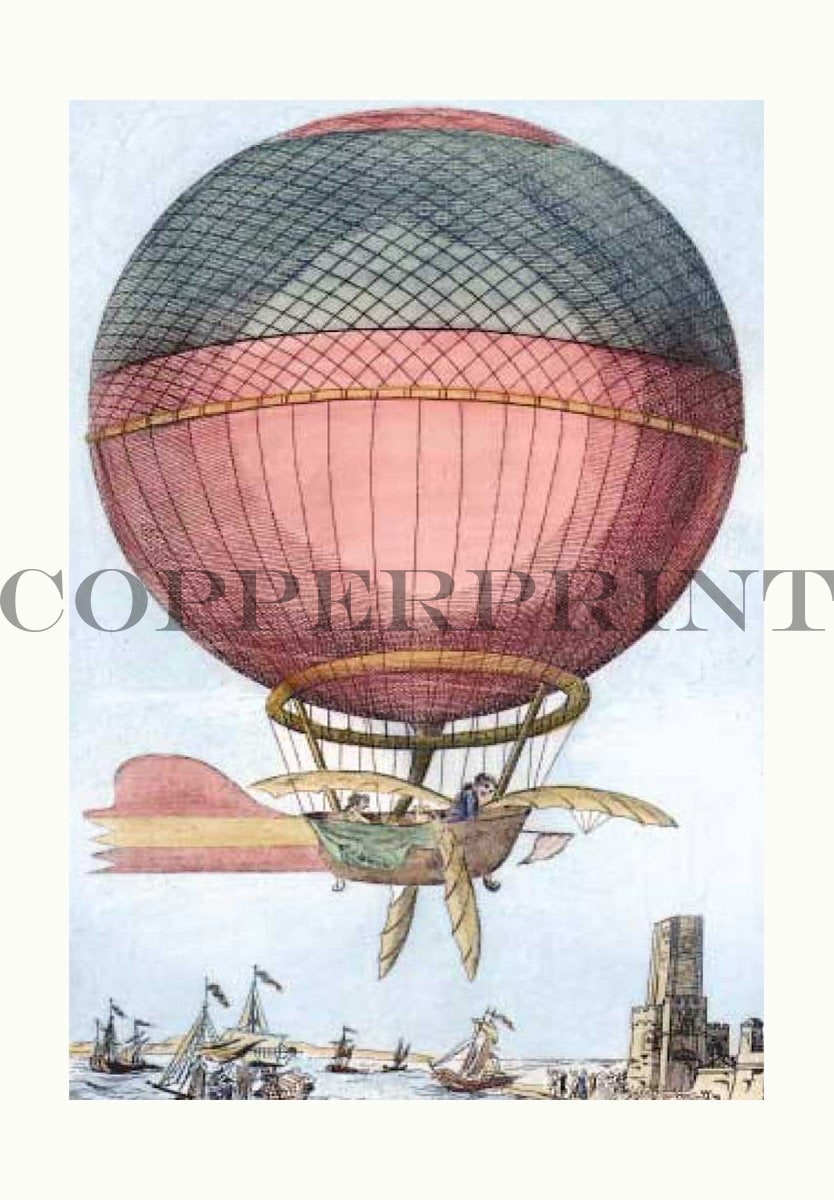 roter Ballon mit Propeller Kunstdruck Tiefdruck