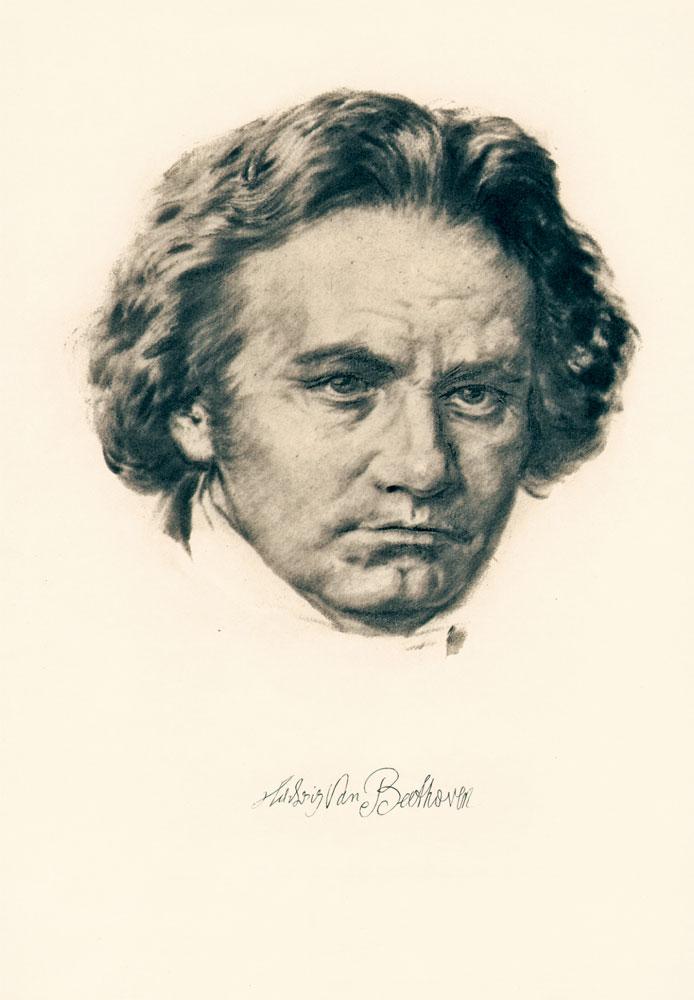 Portrait von Ludwig van Beethoven schwarzweiß Kunstdruck Tiefdruck