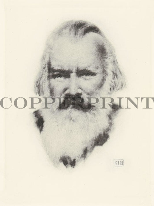 Portrait von Johannes Brahms schwarzweiß Kunstdruck Tiefdruck