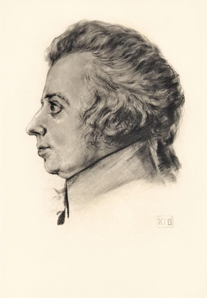 Portrait von Mozart im Profil Kunstdruck Tiefdruck