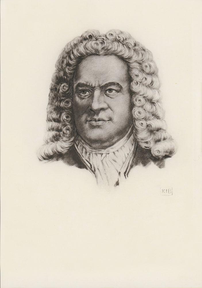 Portrait von Johann Sebastian Bach schwarzweiß Kunstdruck Tiefdruck