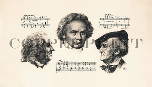 Portraits von Liszt Beethoven und Wagner Kunstdruck Tiefdruck