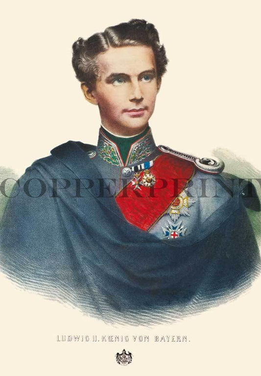 Portrait von Ludwig II. König von Bayern Kunstdruck Tiefdruck