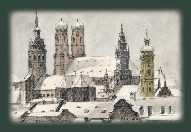 München Stadtansicht im Winter Kunstdruck Tiefdruck