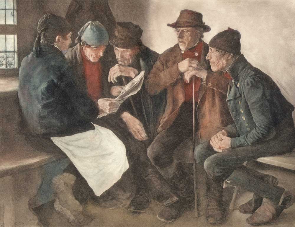 Männer beim diskutieren Kunstdruck Tiefdruck