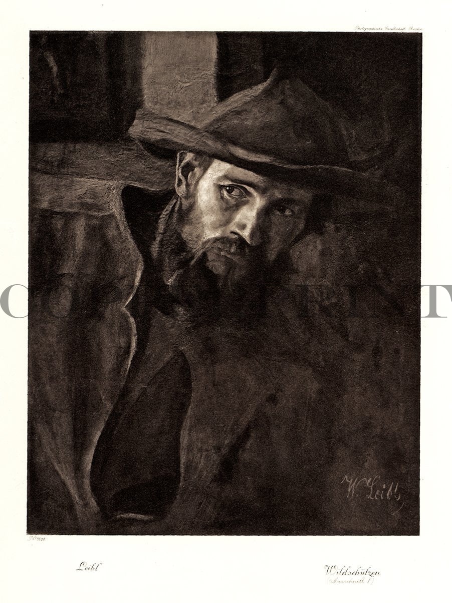 Portrait eines Wildschützen Kunstdruck Tiefdruck