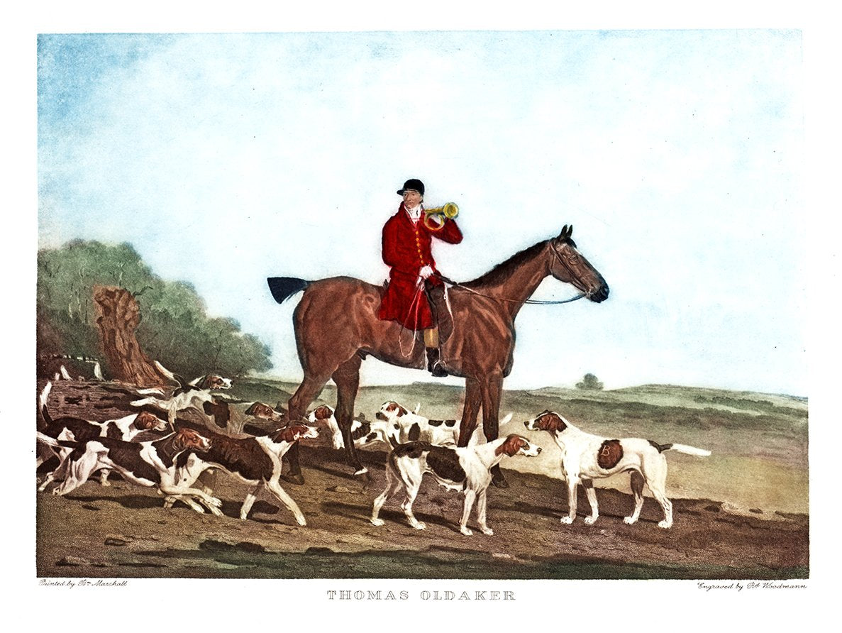 Mann auf Pferd bei der Fuchsjagd Kunstdruck Tiefdruck