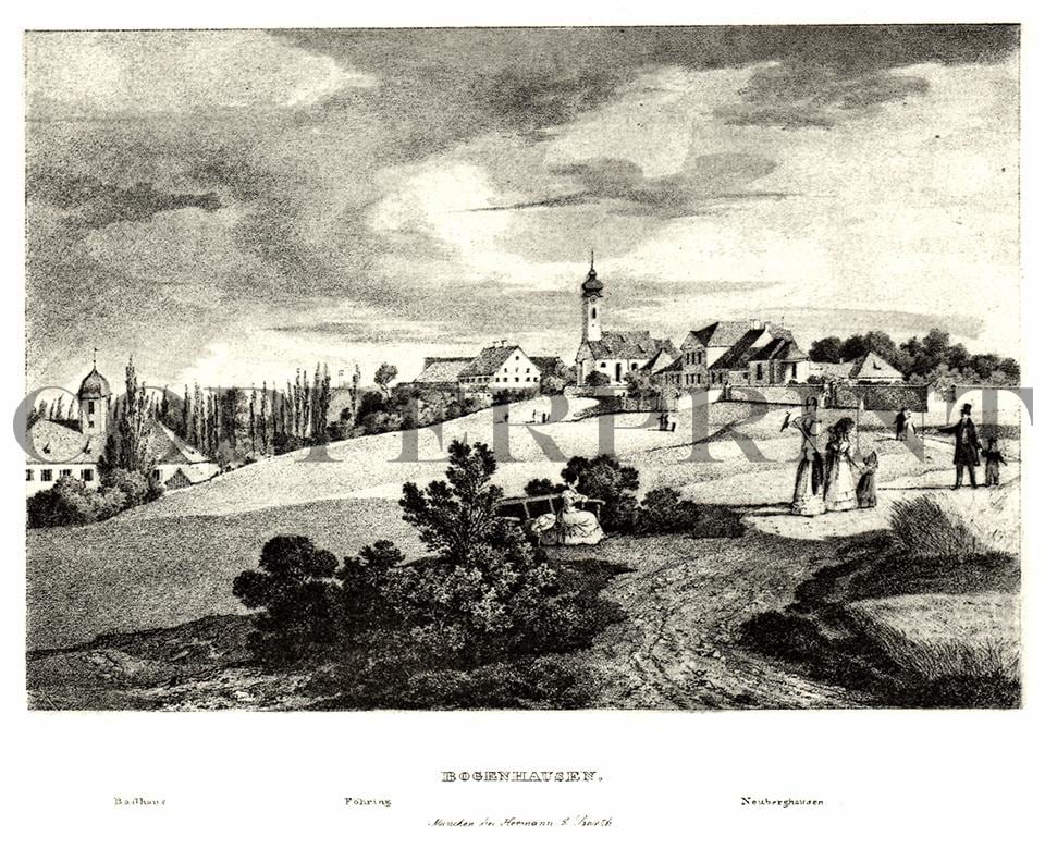 Stadtansicht von München Bogenhausen Kunstdruck Tiefdruck