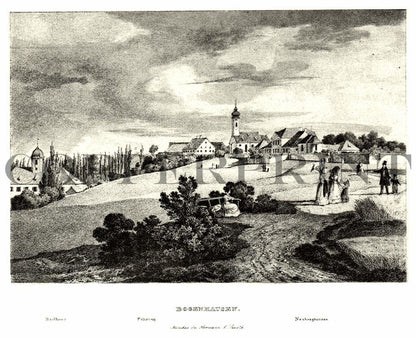 Stadtansicht von München Bogenhausen Kunstdruck Tiefdruck