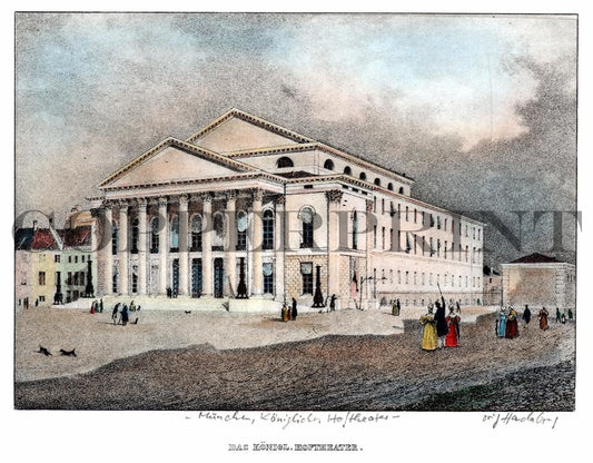 Stadtansicht München Nationaltheater Kunstdruck Tiefdruck