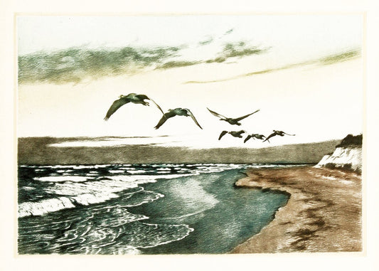 Strandlandschaft mit Vögeln Kunstdruck Tiefdruck
