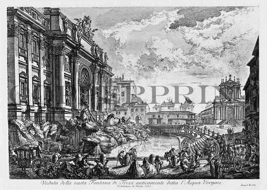 Stadtansicht von Rom Trevi Brunnen Kunstdruck Tiefdruck