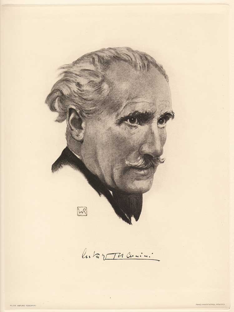 Portrait von Arthuro Toscanini schwarzweiß Kunstdruck Tiefdruck
