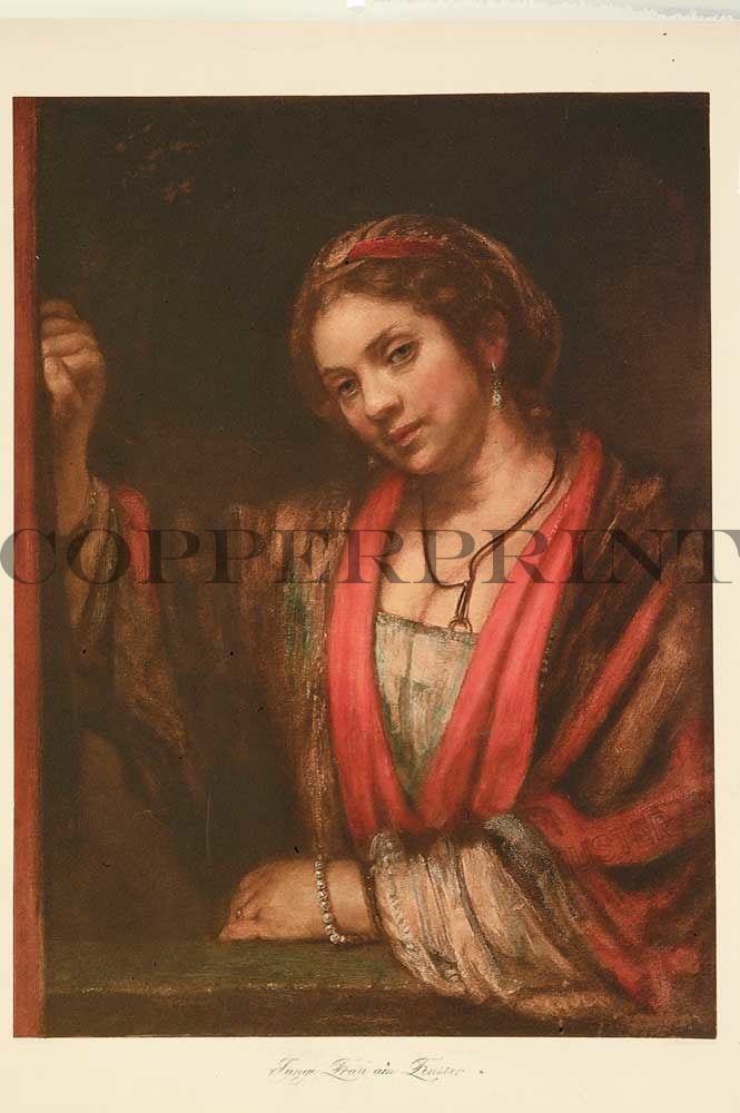 Portrait von einer Frau am Fenster Kunstdruck Tiefdruck