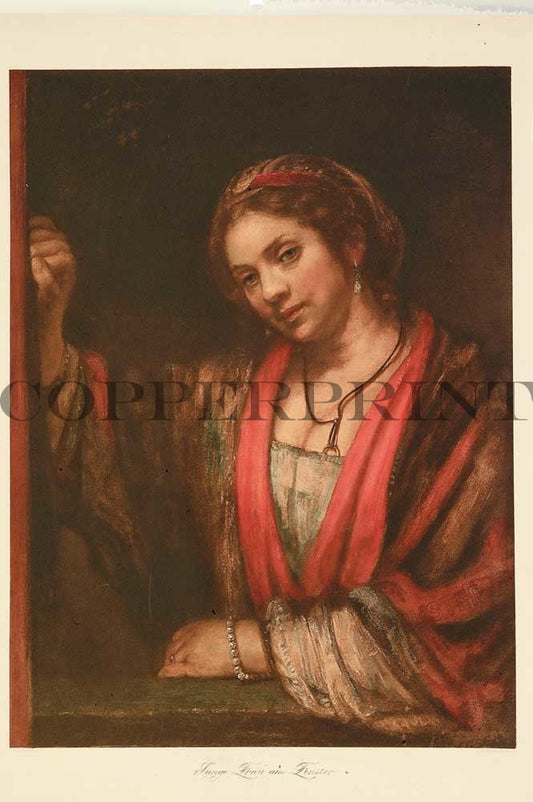Portrait von einer Frau am Fenster Kunstdruck Tiefdruck