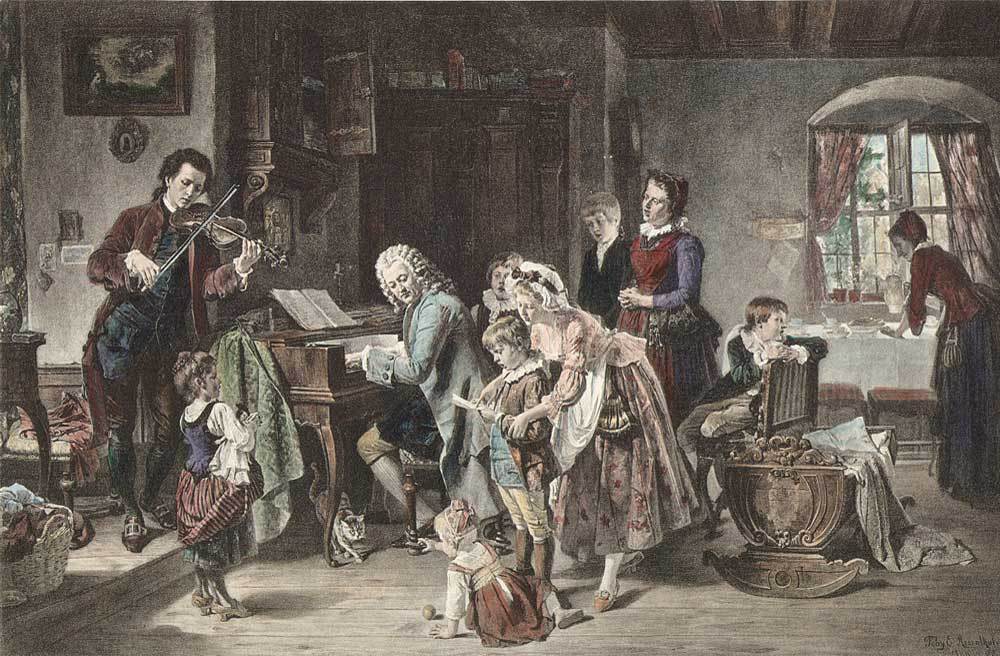 Johann Sebastian Bach musiziert Kunstdruck Tiefdruck