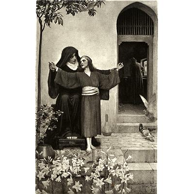 Nonne mit Frau Kunstdruck Tiefdruck