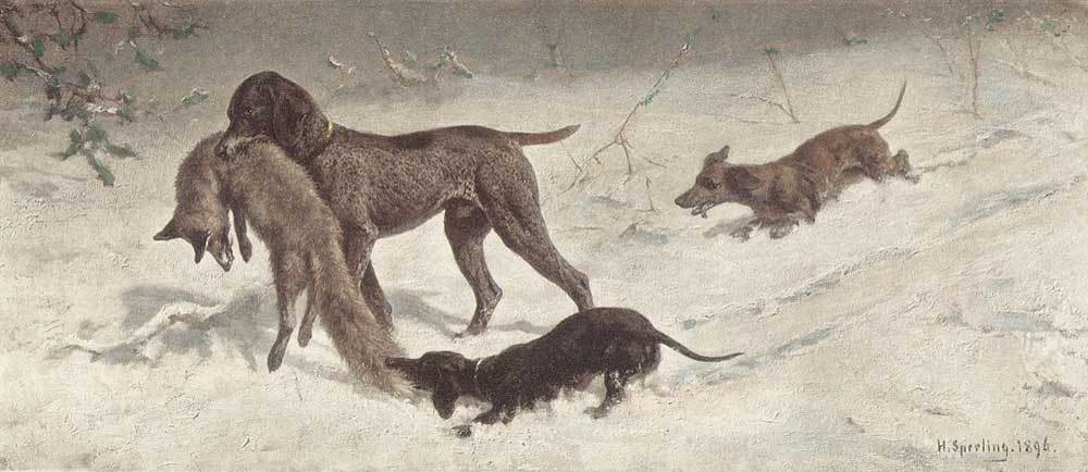 Hunde auf der Jagd Kunstdruck Tiefdruck