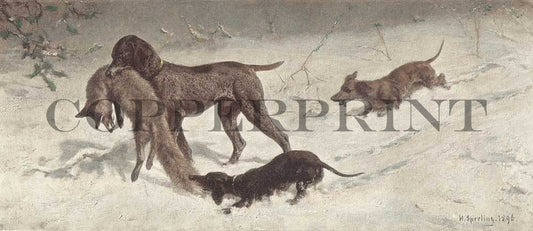 Hunde auf der Jagd Kunstdruck Tiefdruck