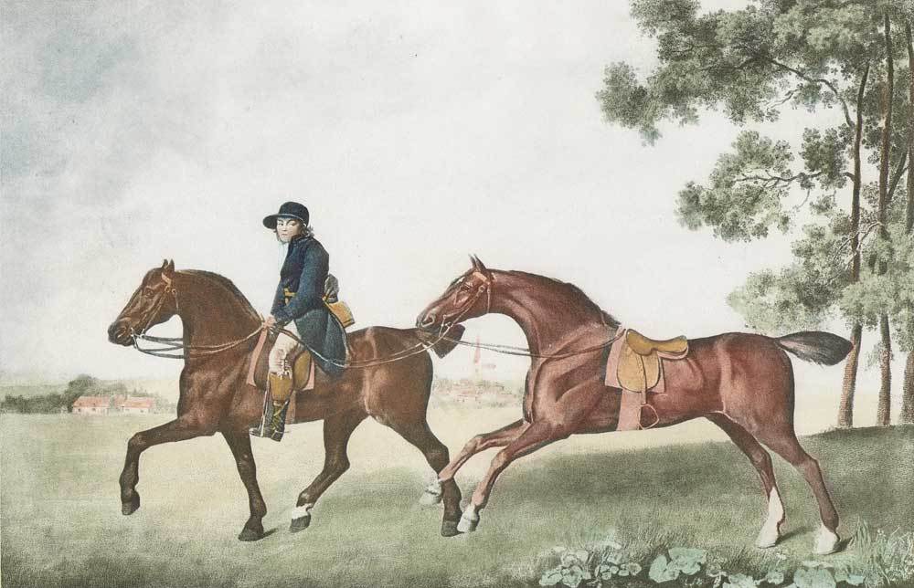 Mann mit zwei Pferden Kunstdruck Tiefdruck