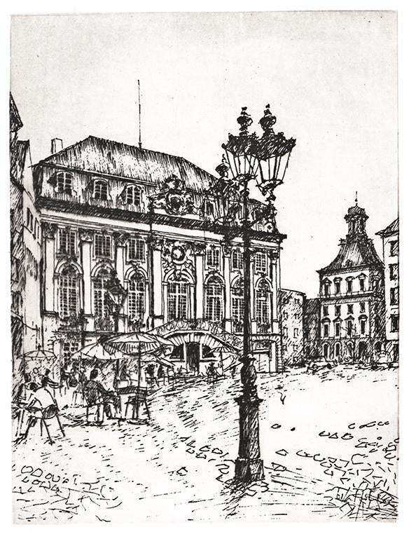 Stadtansicht von Augsburg Kunstdruck Tiefdruck