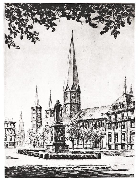 Stadtansicht von Augsburger Freilichtbühne Kunstdruck Tiefdruck