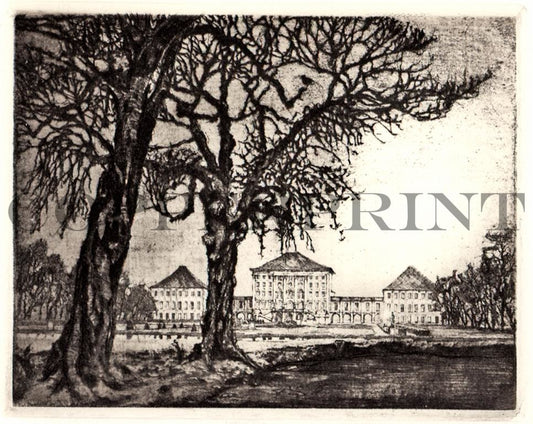 Stadtansicht Schloss Nymphenburg Kunstdruck Tiefdruck