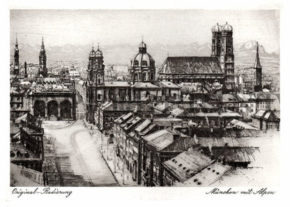 München, Stadtansicht mit Alpen
