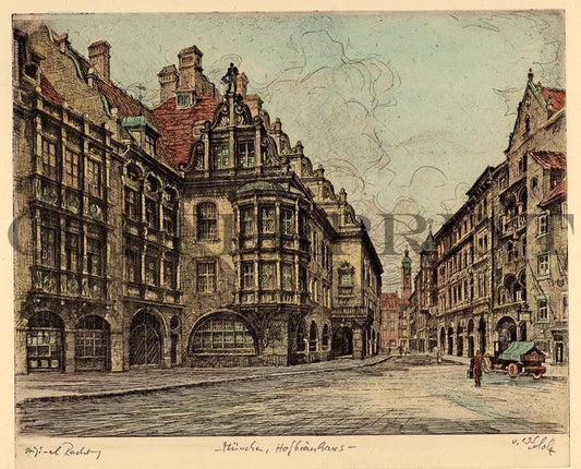 Stadtansicht München Hofbräuhaus Kunstdruck Tiefdruck