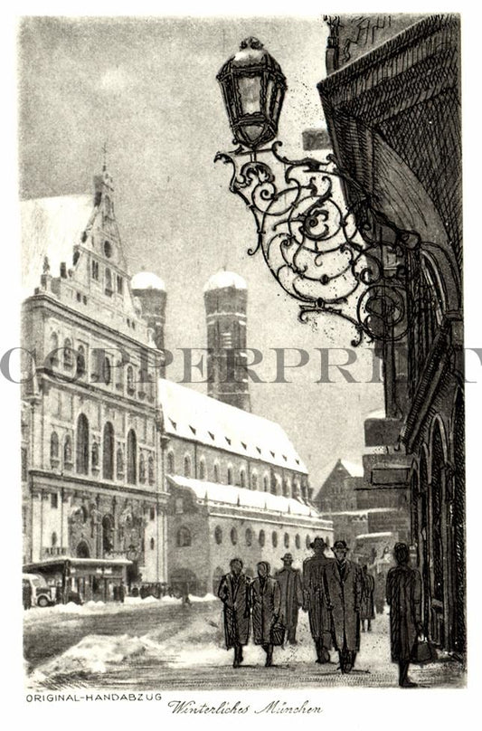 Stadtansicht München St. Michael Kunstdruck Tiefdruck