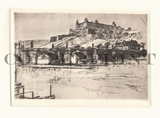 Stadtansicht von Würzburg Kunstdruck Tiefdruck