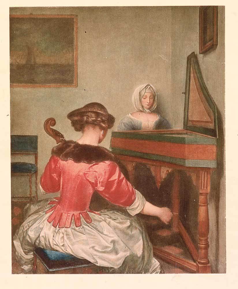 Zwei Frauen beim musizieren Kunstdruck Tiefdruck