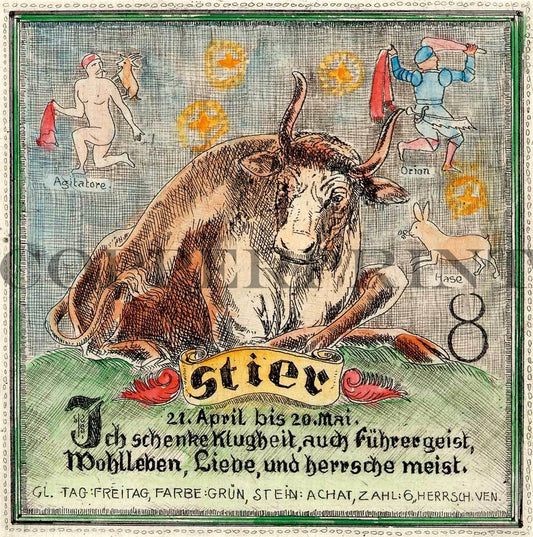 Sternzeichen Stier Kunstdruck Tiefdruck
